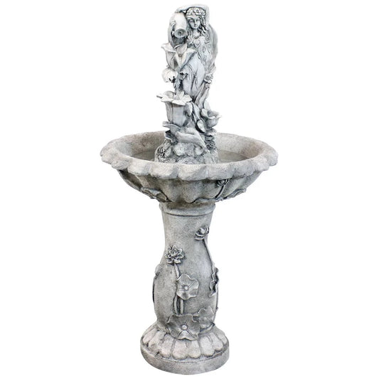 SunnyDaze Fountains Sunnydaze Fairy Flower Fountain 42.5” Solar Powered w/ Battery Backup