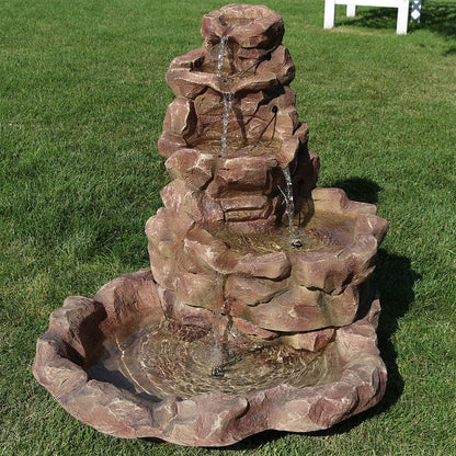 SunnyDaze Fountains Sunnydaze Lighted Stone Springs Outdoor Water Fountain with LED Lights - 41.5" H