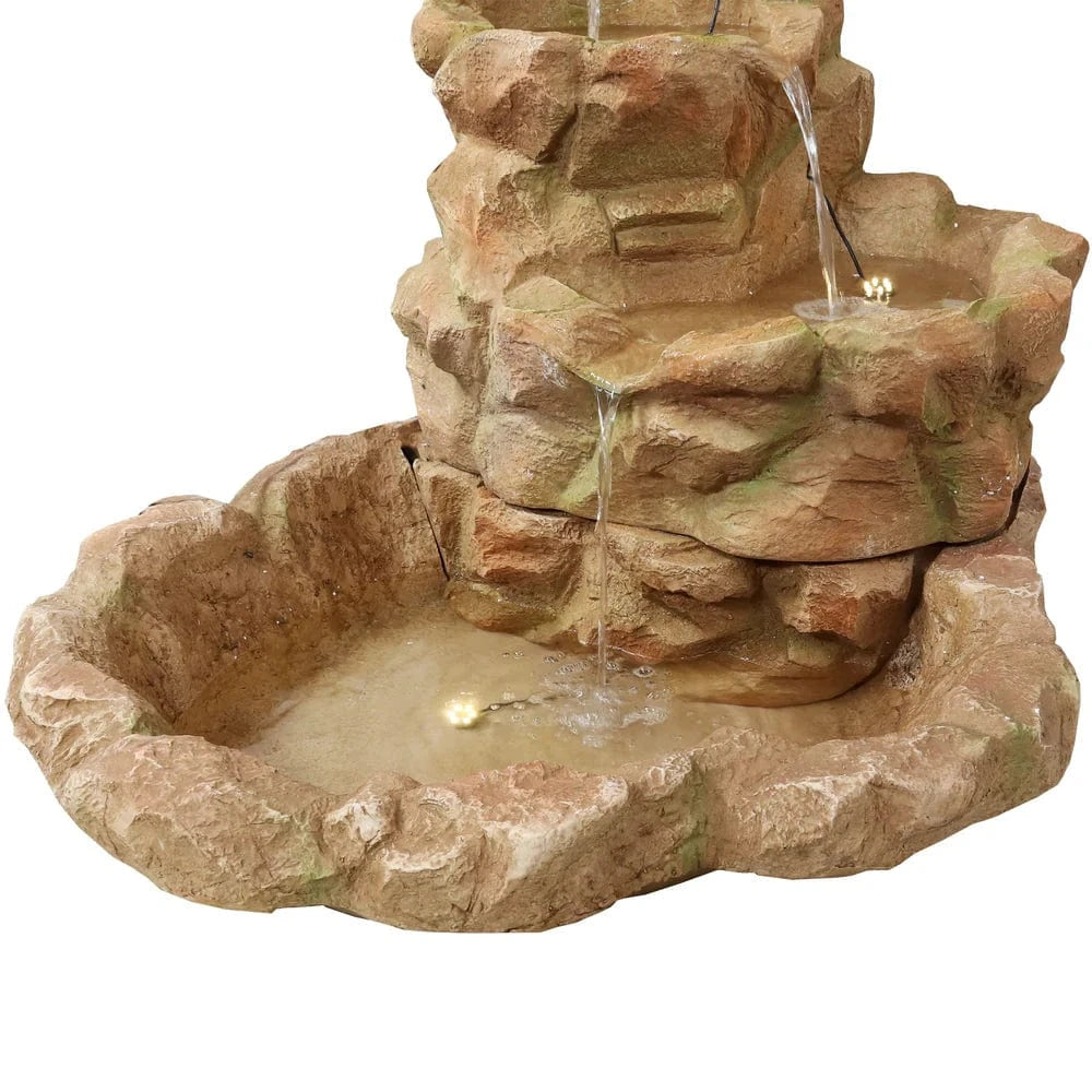 SunnyDaze Fountains Sunnydaze Lighted Stone Springs Outdoor Water Fountain with LED Lights - 41.5" H