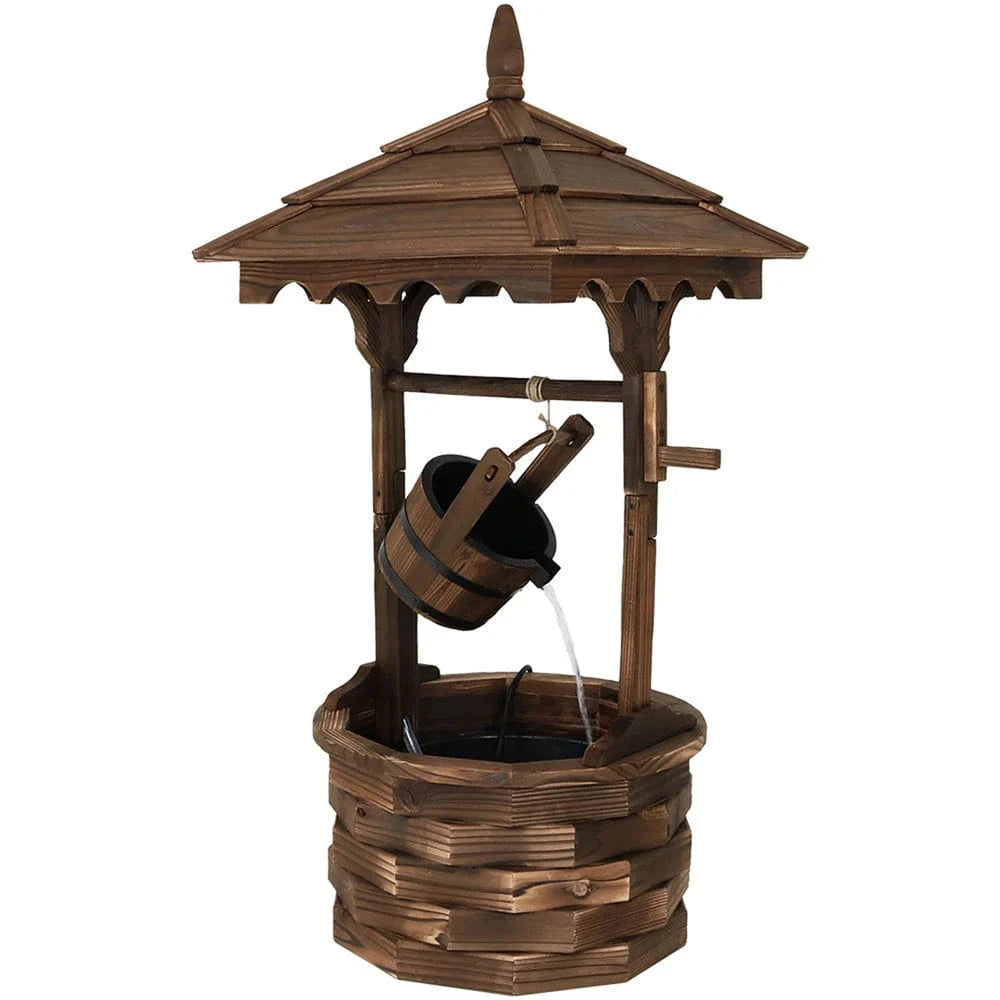 SunnyDaze Fountains Sunnydaze Old-Fashioned Wood Wishing Well Fountain with Liner - 48" H