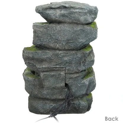 SunnyDaze Fountains Sunnydaze Outdoor Electric Tiered Stone Waterfall with LED Lights - 23" H