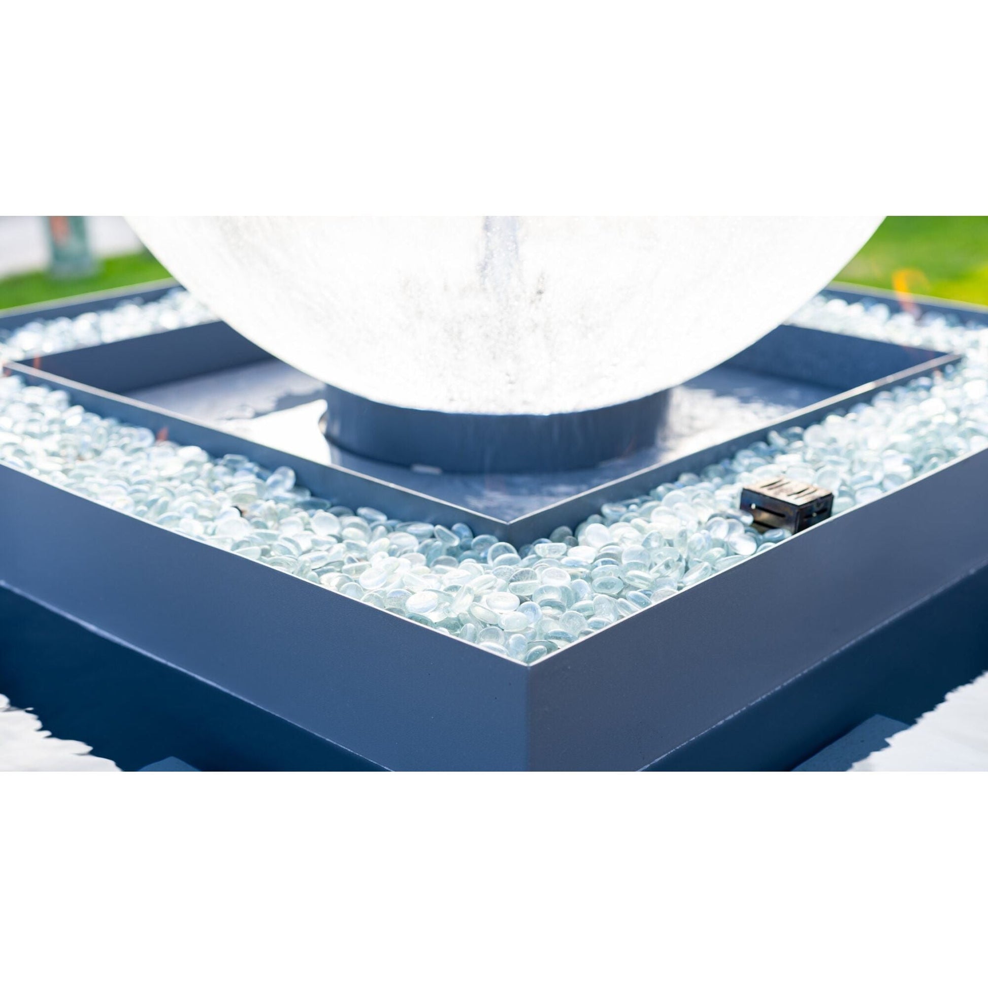 The Outdoor Plus 84" Atlas Sphere Top Square 4-way Spill Self-Contained Unit Fire & Water Fountain OPT-SGLOBE4FWE12V