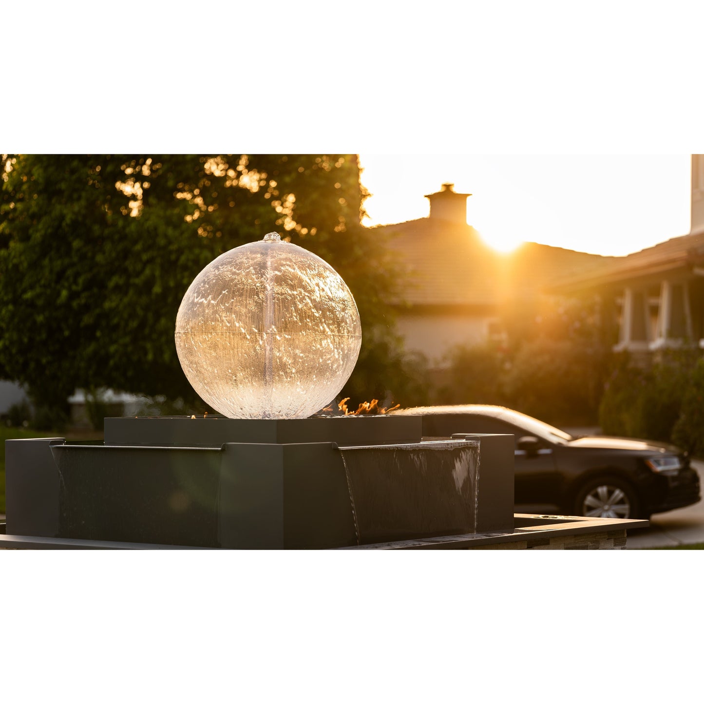 The Outdoor Plus Atlas 84" Self-Contained Unit 4-way Spill Fire & Water Fountain