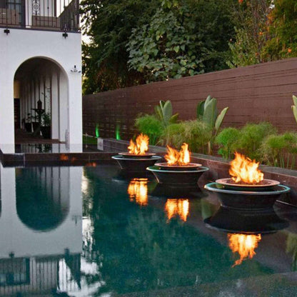 The Outdoor Plus Cazo 360° Spill Fire & Water Bowl in Smooth Patina Copper