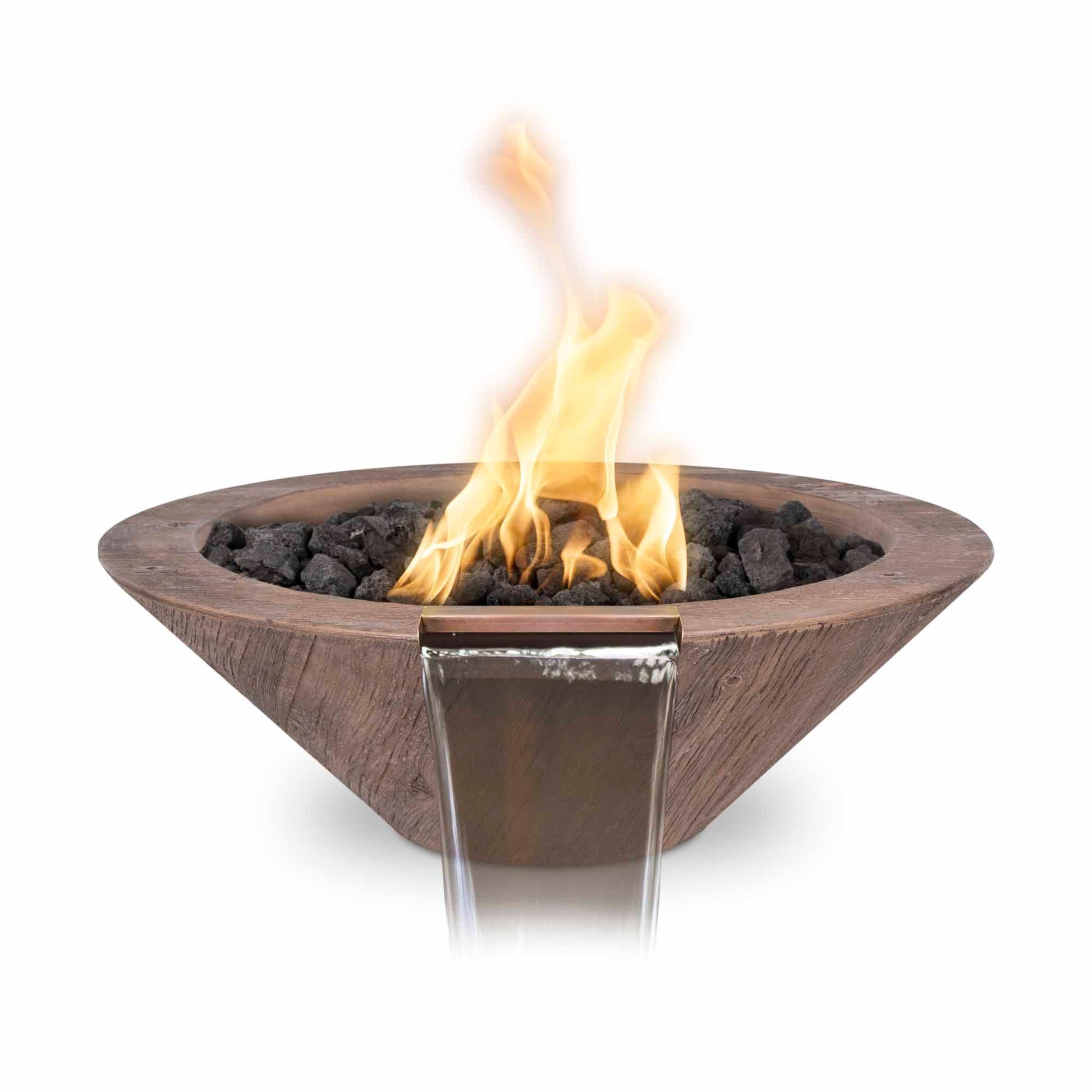 The Outdoor Plus Cazo Fire & Water Bowl – Wood Grain Concrete