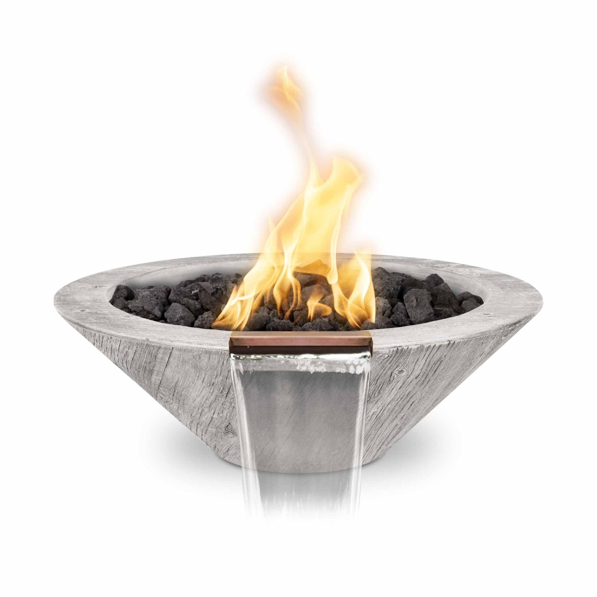 The Outdoor Plus Cazo Fire & Water Bowl – Wood Grain Concrete