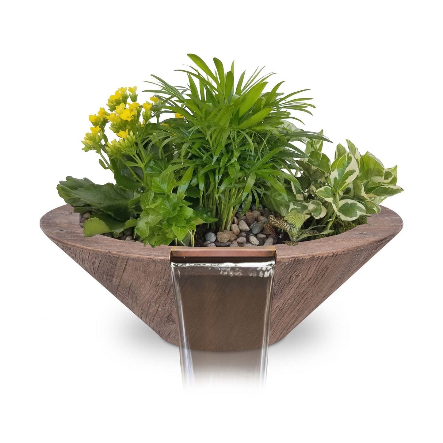 The Outdoor Plus Cazo Wood Grain Planter & Water Bowl Concrete