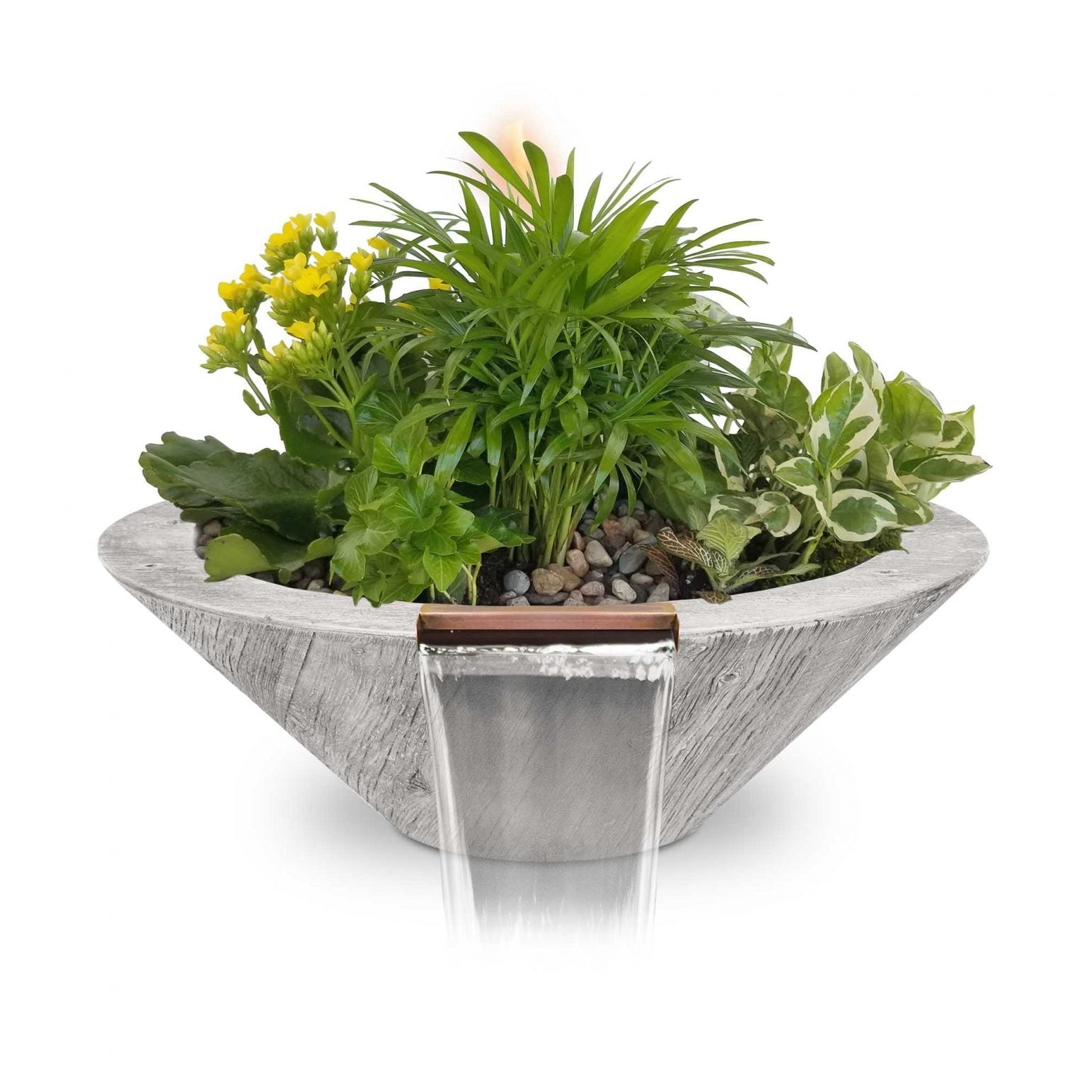The Outdoor Plus Cazo Wood Grain Planter & Water Bowl Concrete