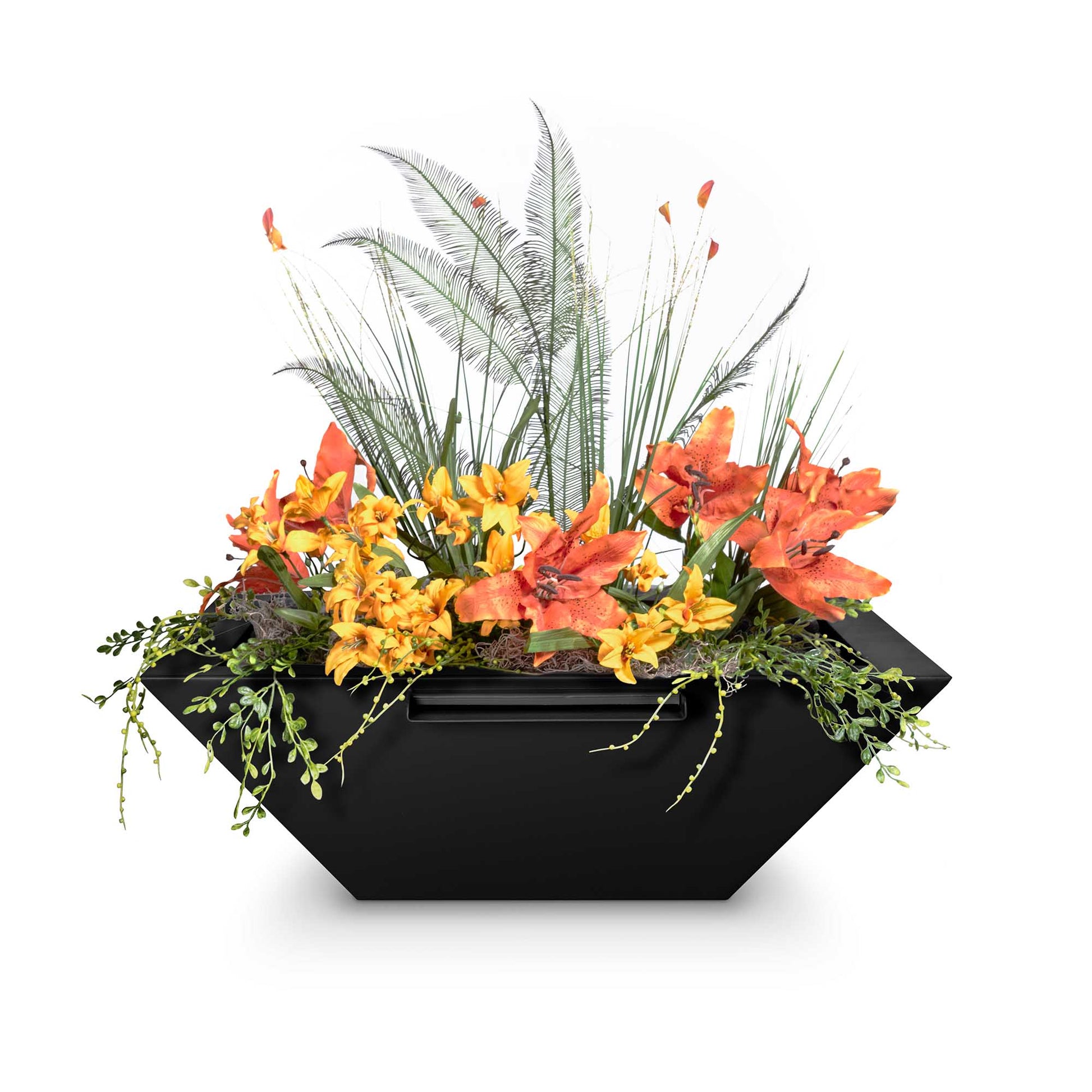 The Outdoor Plus Maya Powder Coated Metal Planter & Water Bowl OPT-24SQPCPW