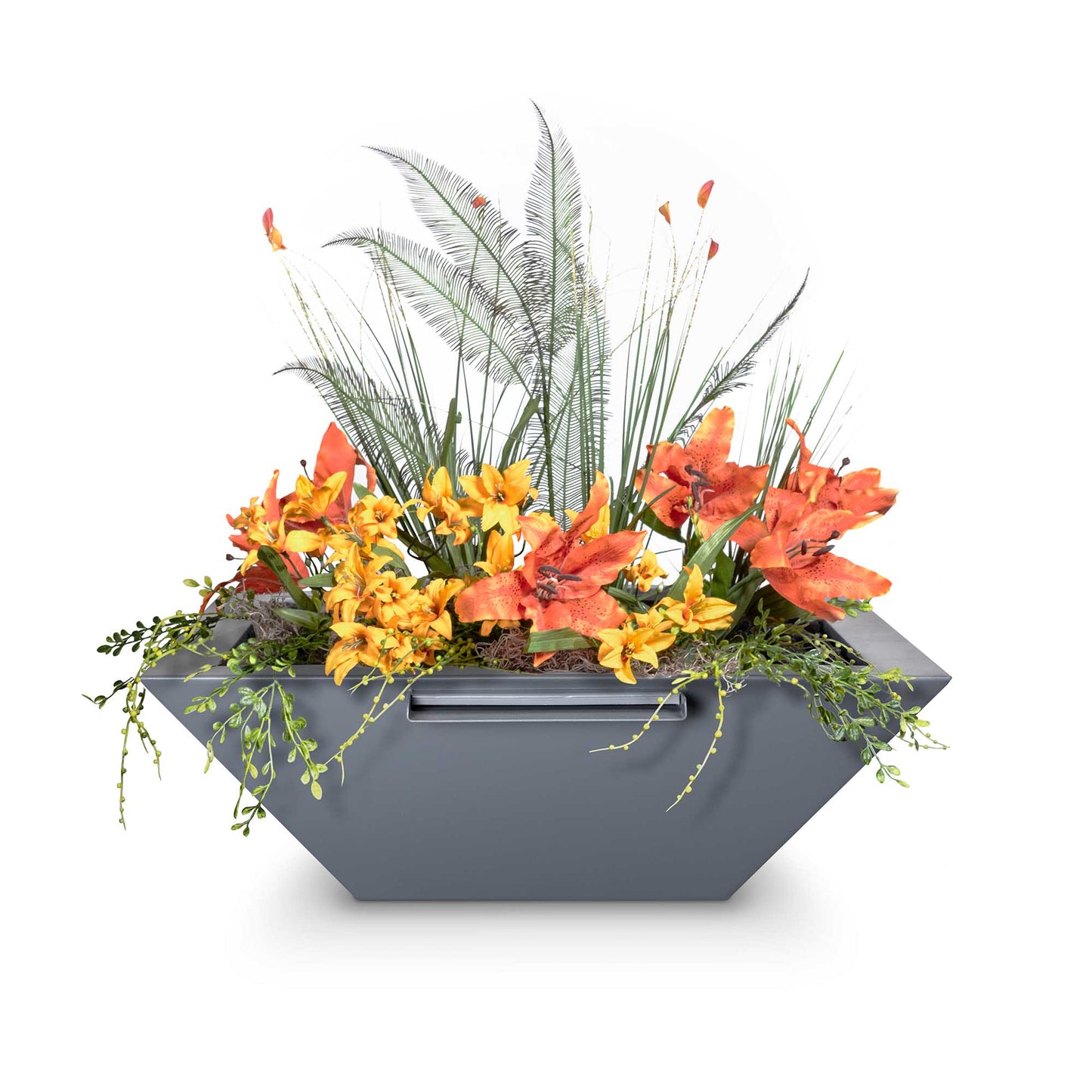 The Outdoor Plus Maya Powder Coated Metal Planter & Water Bowl OPT-30SQPCPW