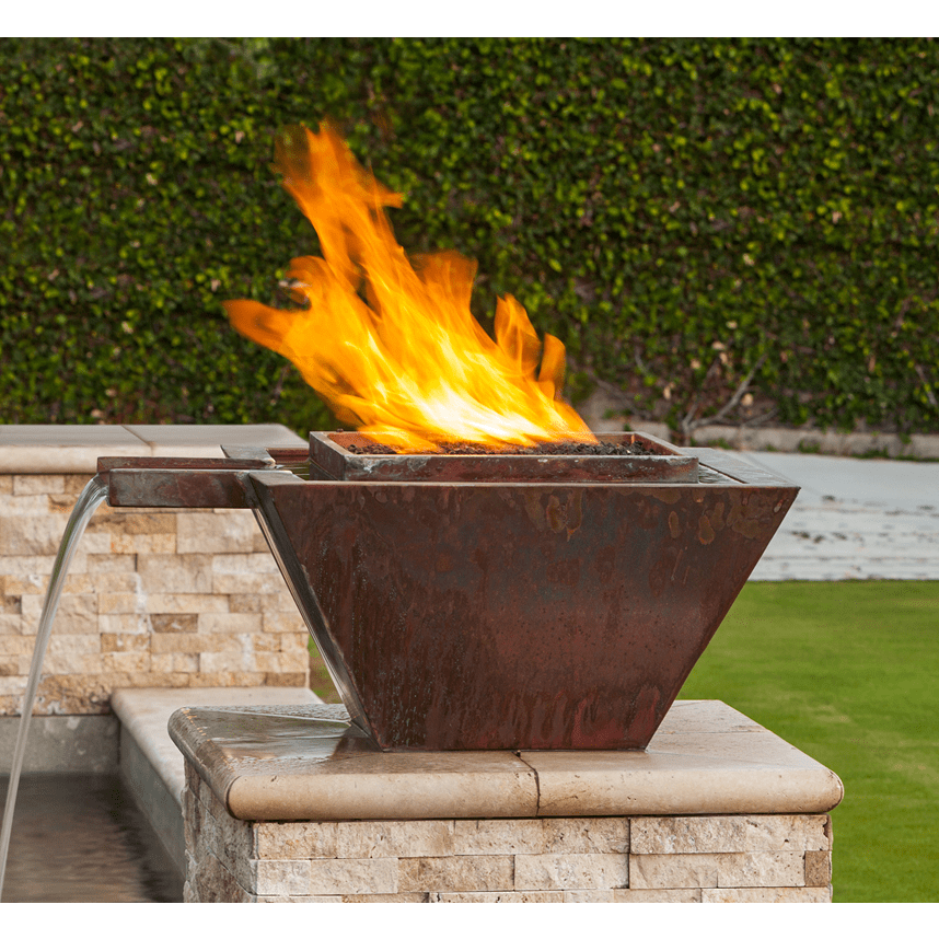 The Outdoor Plus Maya Raised Fire & Water Bowl in Copper
