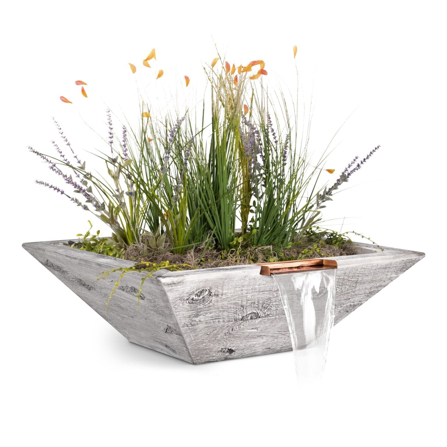 The Outdoor Plus Maya Wood Grain Planter & Water Bowl
