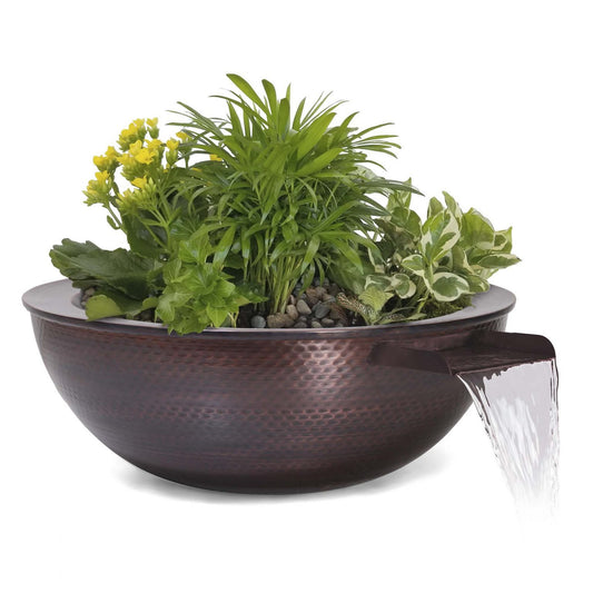 The Outdoor Plus Sedona Planter & Water Bowl in Hammered Copper OPT-27RCPRPW