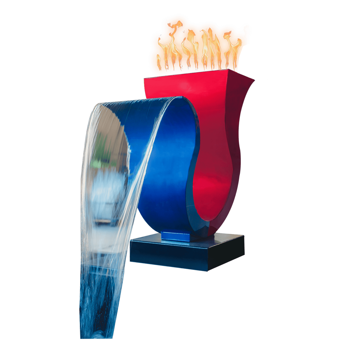 The Outdoor Plus Outdoor Fountains The Outdoor Plus Designer Series Feature 13 Fire and Water Scupper in Powder Coated Metal