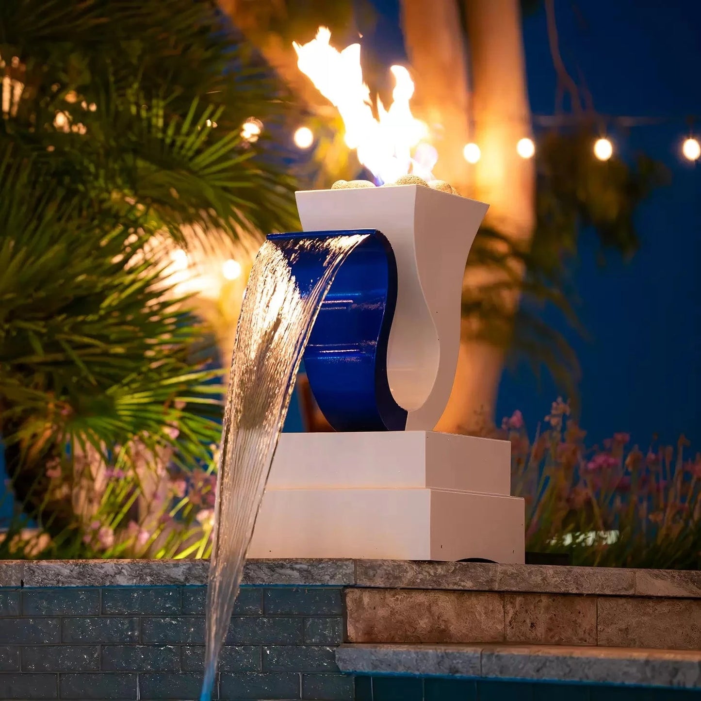 The Outdoor Plus Outdoor Fountains The Outdoor Plus Designer Series Feature 14 Fire and Water Scupper in Powder Coated Metal