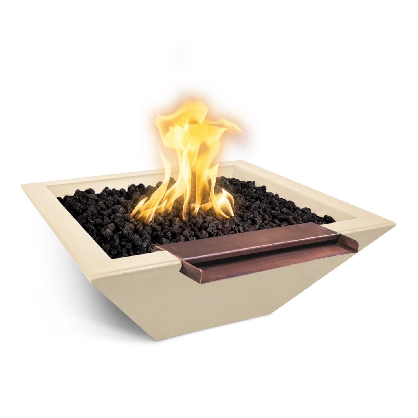The Outdoor Plus Outdoor Fountains The Outdoor Plus Maya Fire and Water Bowl- Wide Spill in GFRC Concrete