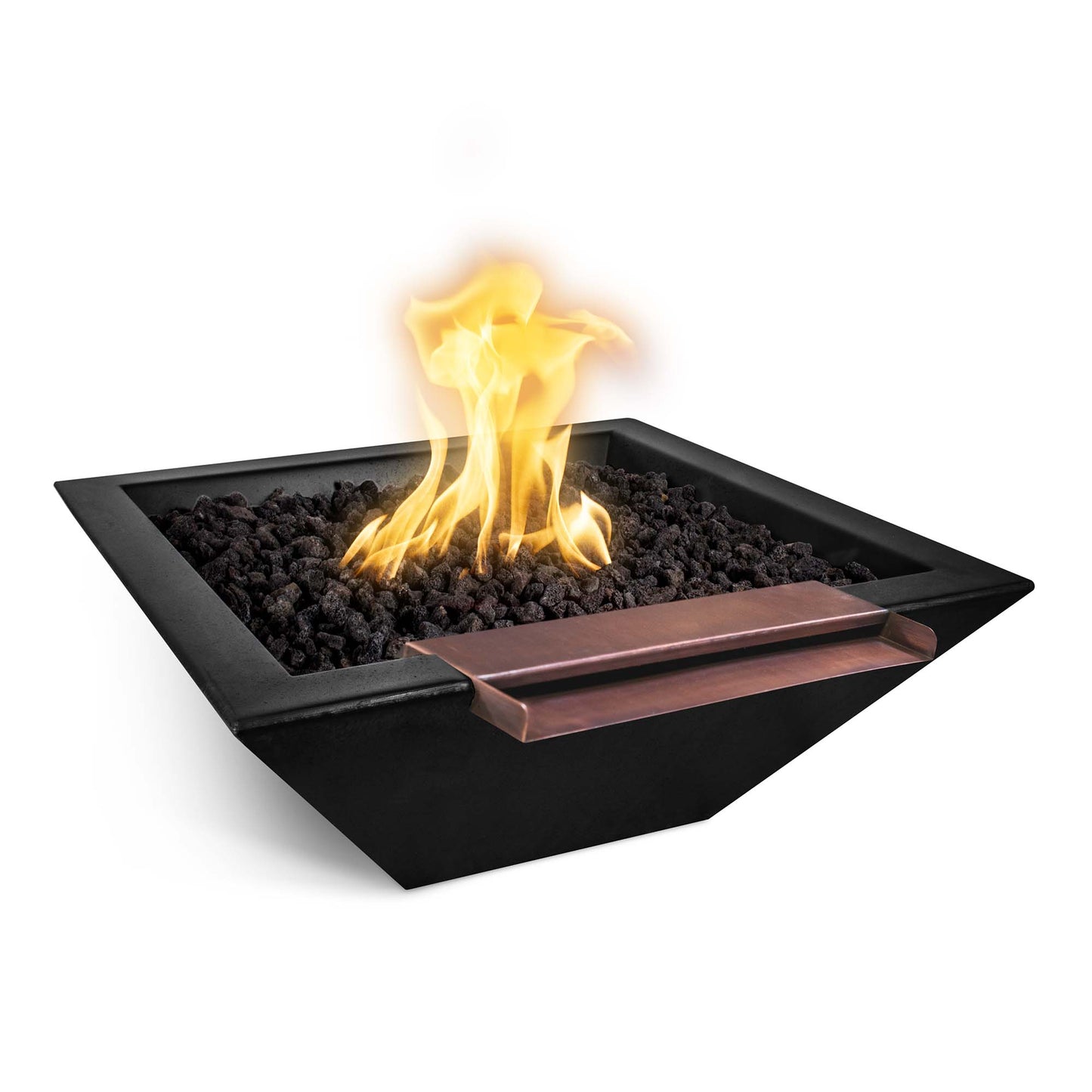 The Outdoor Plus Outdoor Fountains The Outdoor Plus Maya Fire and Water Bowl- Wide Spill in GFRC Concrete