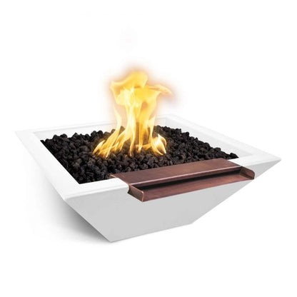 The Outdoor Plus Outdoor Fountains The Outdoor Plus Maya Fire and Water Bowl- Wide Spill in GFRC Concrete