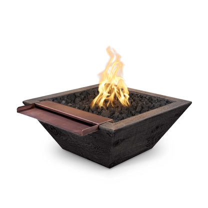The Outdoor Plus Outdoor Fountains The Outdoor Plus Maya Fire & Water Bowl - Wide Spill in Wood Grain Concrete