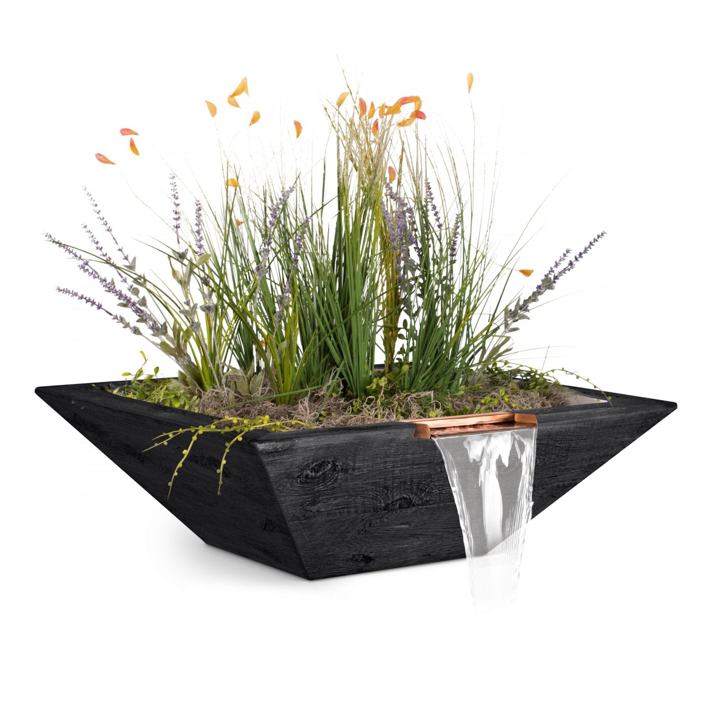 The Outdoor Plus Outdoor Fountains The Outdoor Plus Maya Planter & Water Bowl in Wood Grain GFRC Concrete