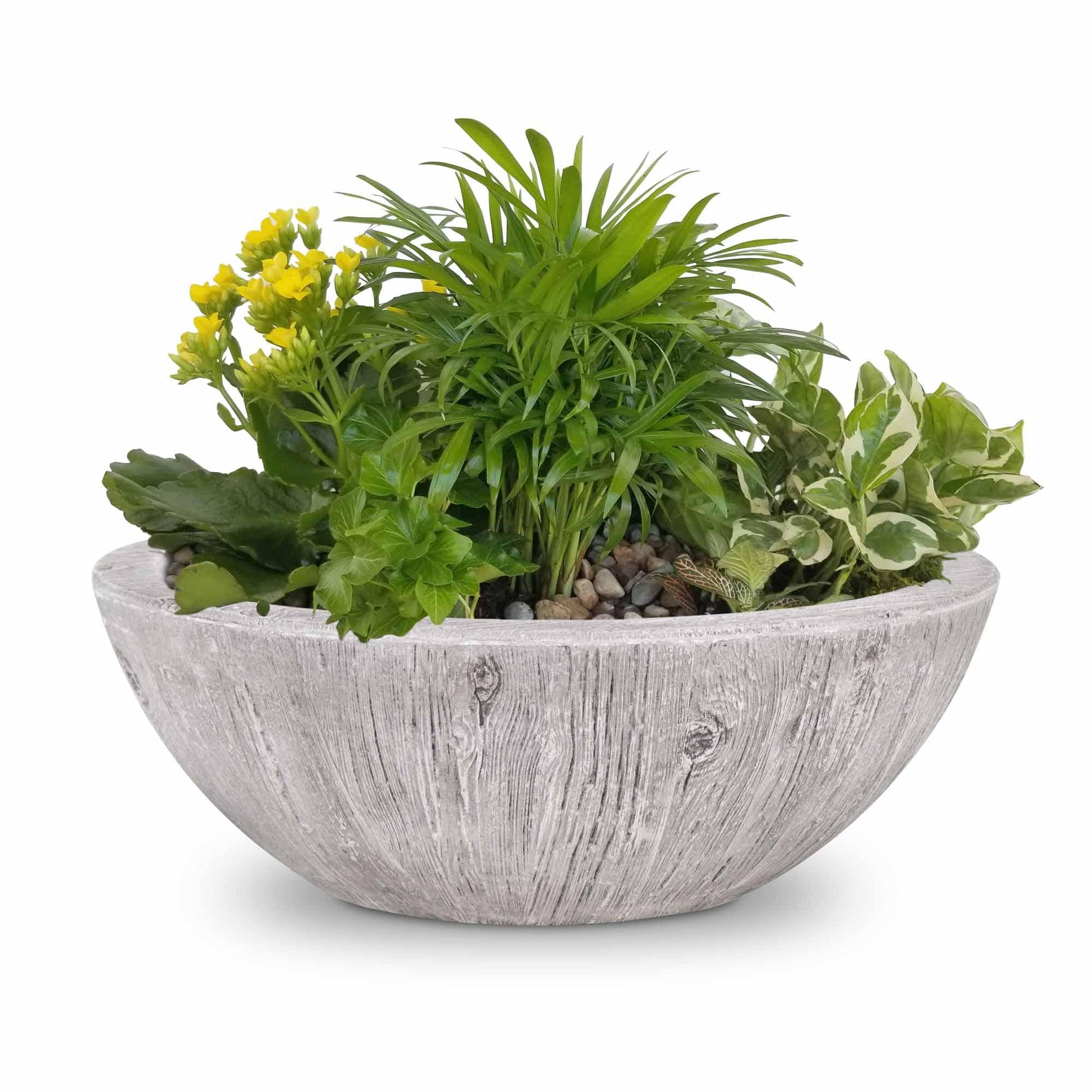 The Outdoor Plus Outdoor Fountains The Outdoor Plus Sedona Planter Bowl in Wood Grain Concrete