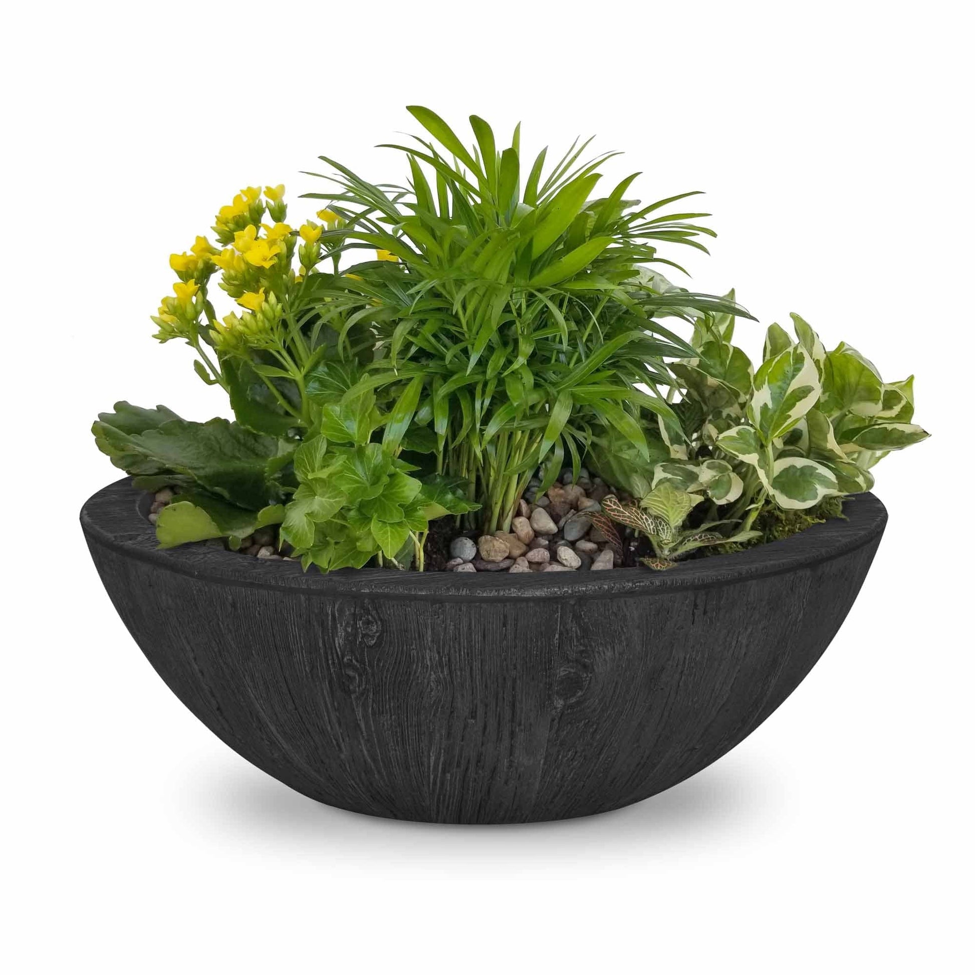 The Outdoor Plus Outdoor Fountains The Outdoor Plus Sedona Planter Bowl in Wood Grain Concrete