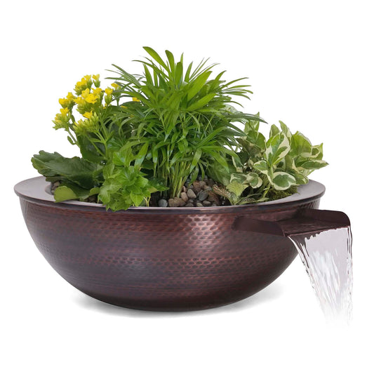 The Outdoor Plus Outdoor Fountains 27" The Outdoor Plus Sedona Planter & Water Bowl in Hammered Patina Copper