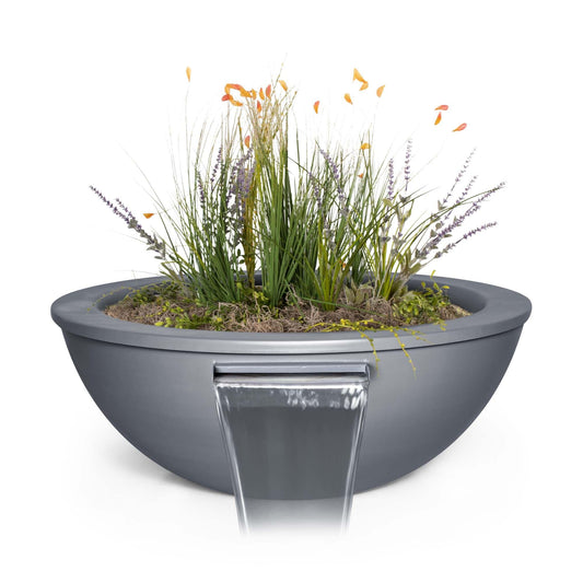 The Outdoor Plus Outdoor Fountains 27D X 10H The Outdoor Plus Sedona Wood Grain Planter & Bowl in Metal Powder Coat