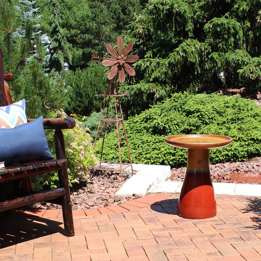 Sunnydaze 18" Glazed Ceramic Outdoor Bird Bath