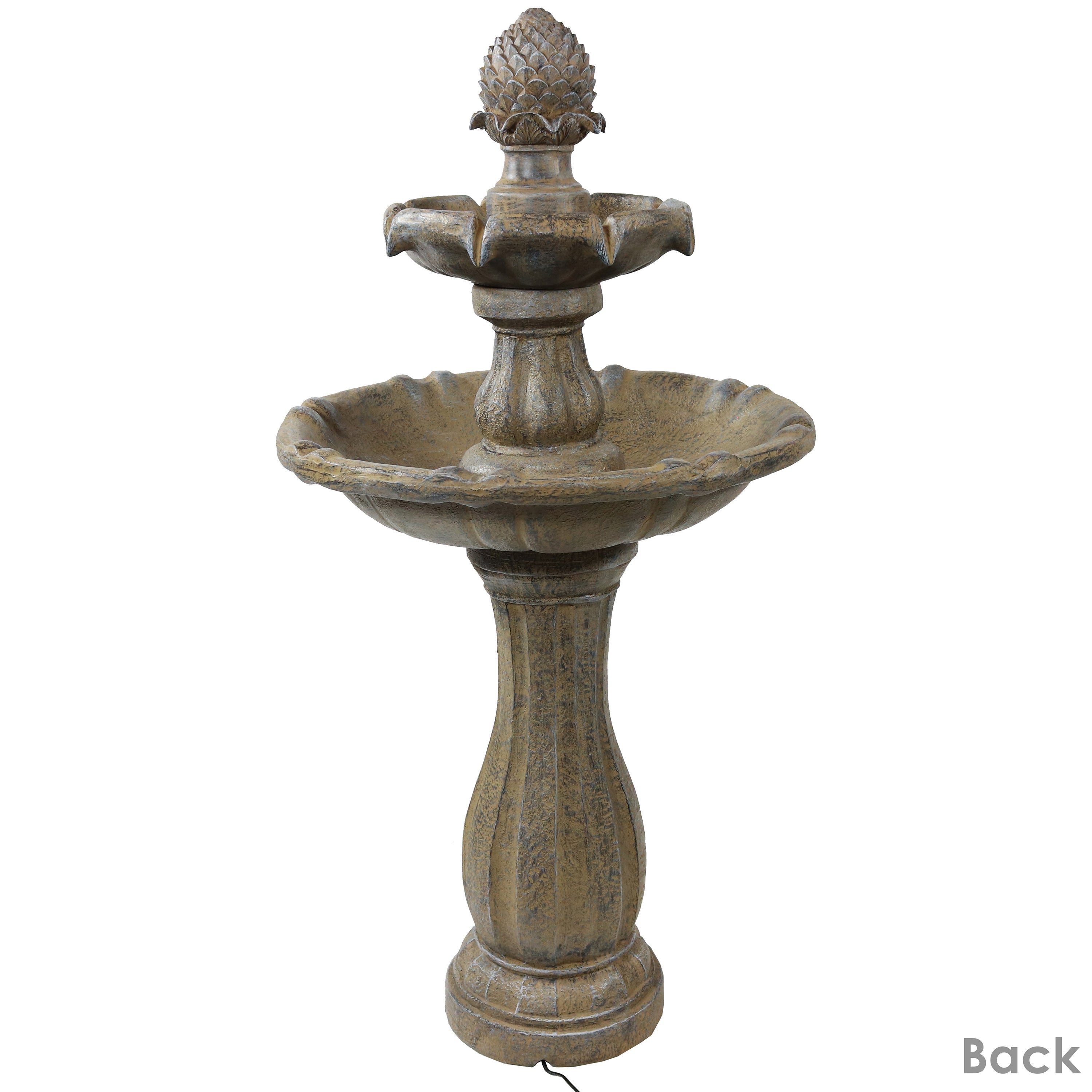 Sunnydaze 2-Tier Pineapple 46" Solar Fountain with Battery Backup
