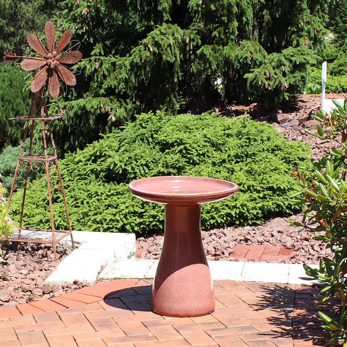 Sunnydaze 18" Glazed Ceramic Outdoor Bird Bath
