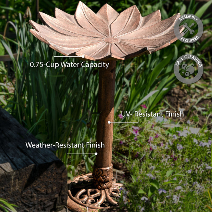 Sunnydaze Garden Lotus 16.5" Metal Bird Bath