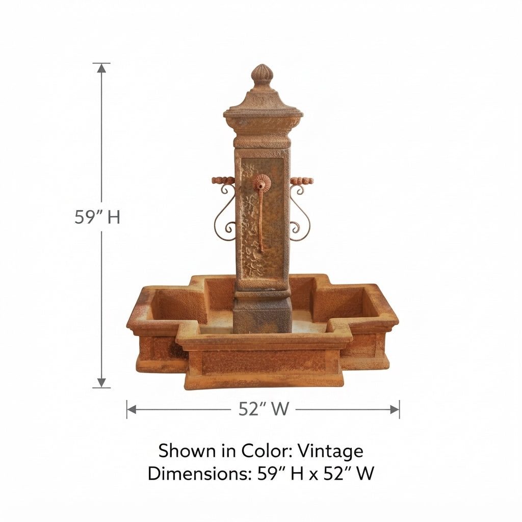 Giannini Garden San Martino Cast Stone Outdoor Courtyard Fountain with Basin 1568