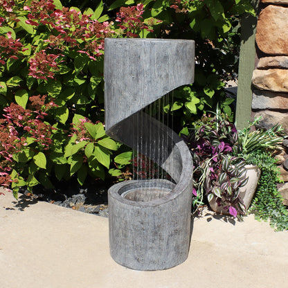 Sunnydaze 31" Showering Spiral Electric Water Fountain with LED Light