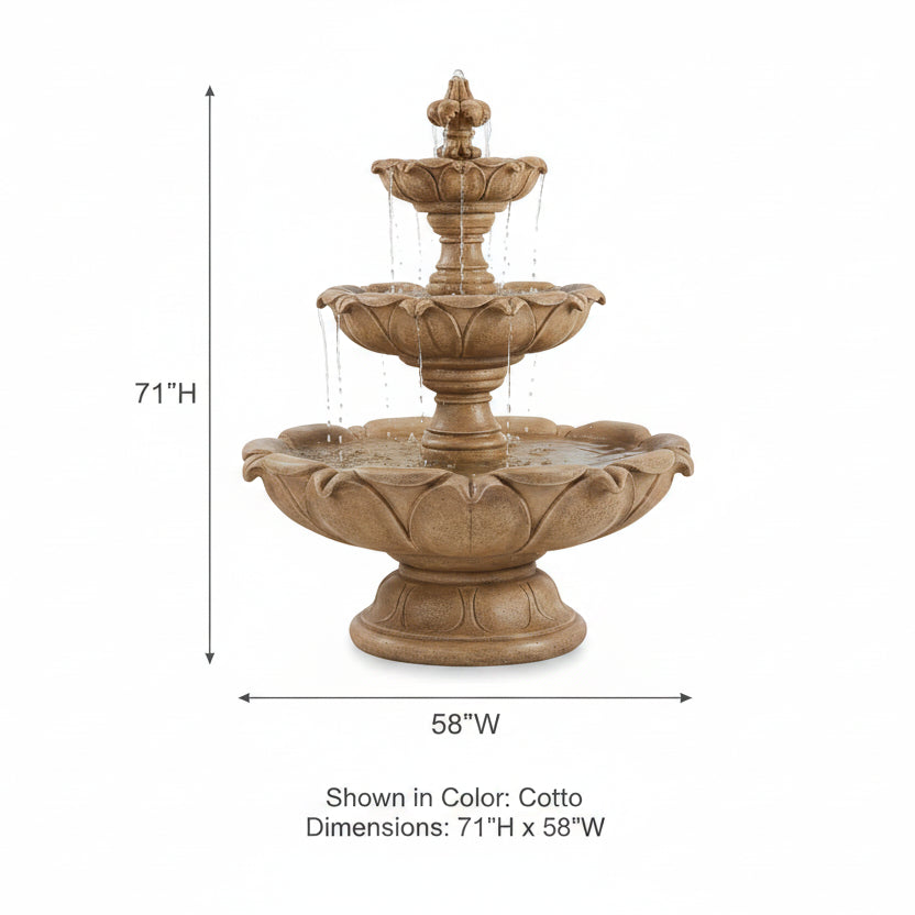 Giannini Garden Gardenia Short Three Tier Outdoor Water Fountain 1231
