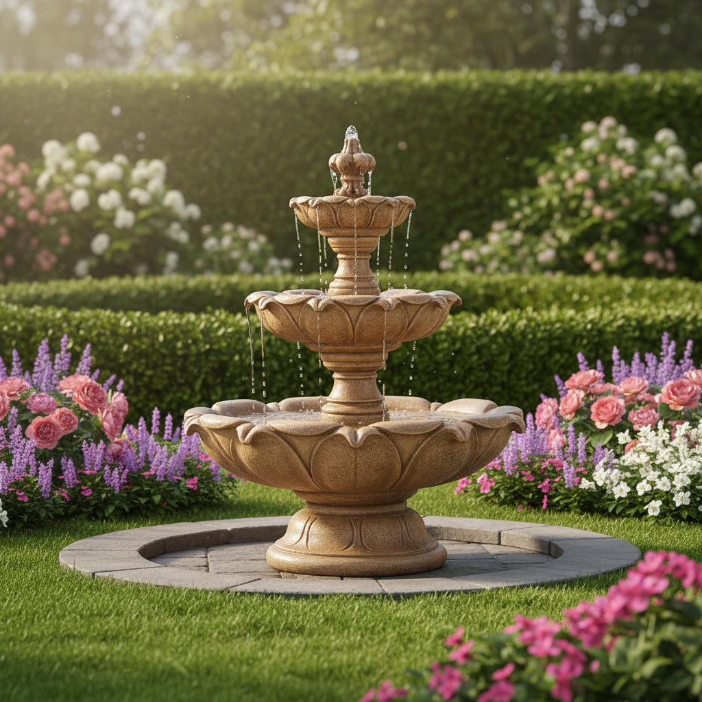 Giannini Garden Gardenia Short Three Tier Outdoor Water Fountain 1231
