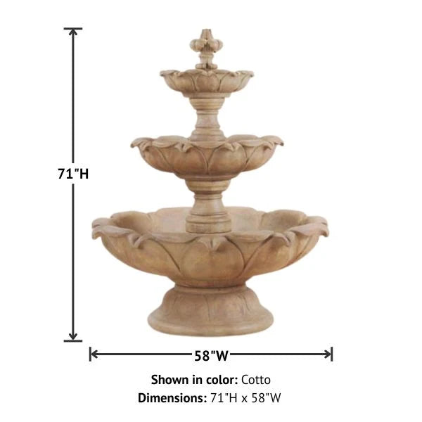 Giannini Garden Gardenia Short Three Tier Outdoor Water Fountain 1231