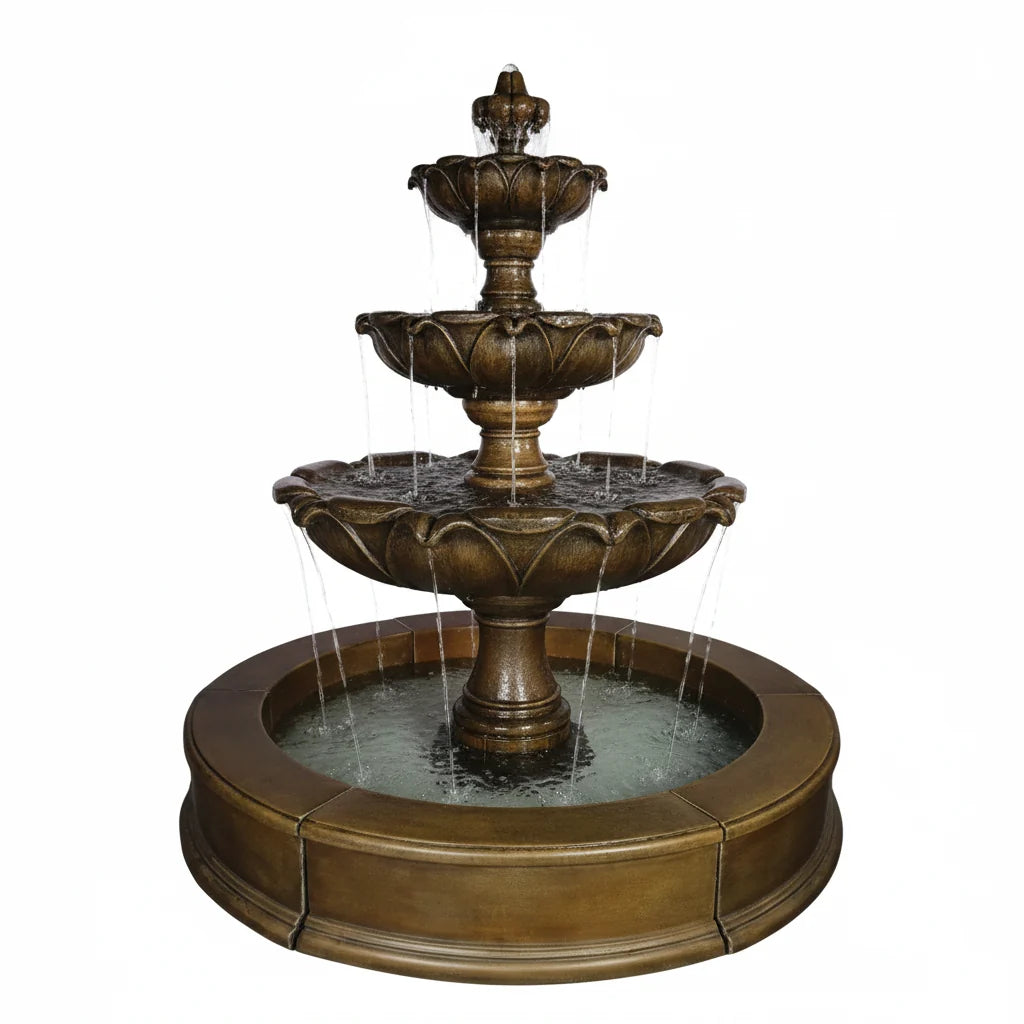 Giannini Garden Gardenia Three Tier Outdoor Water Fountain with Easy Pond 1807