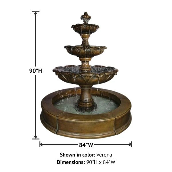 Giannini Garden Gardenia Three Tier Outdoor Water Fountain with Easy Pond 1807