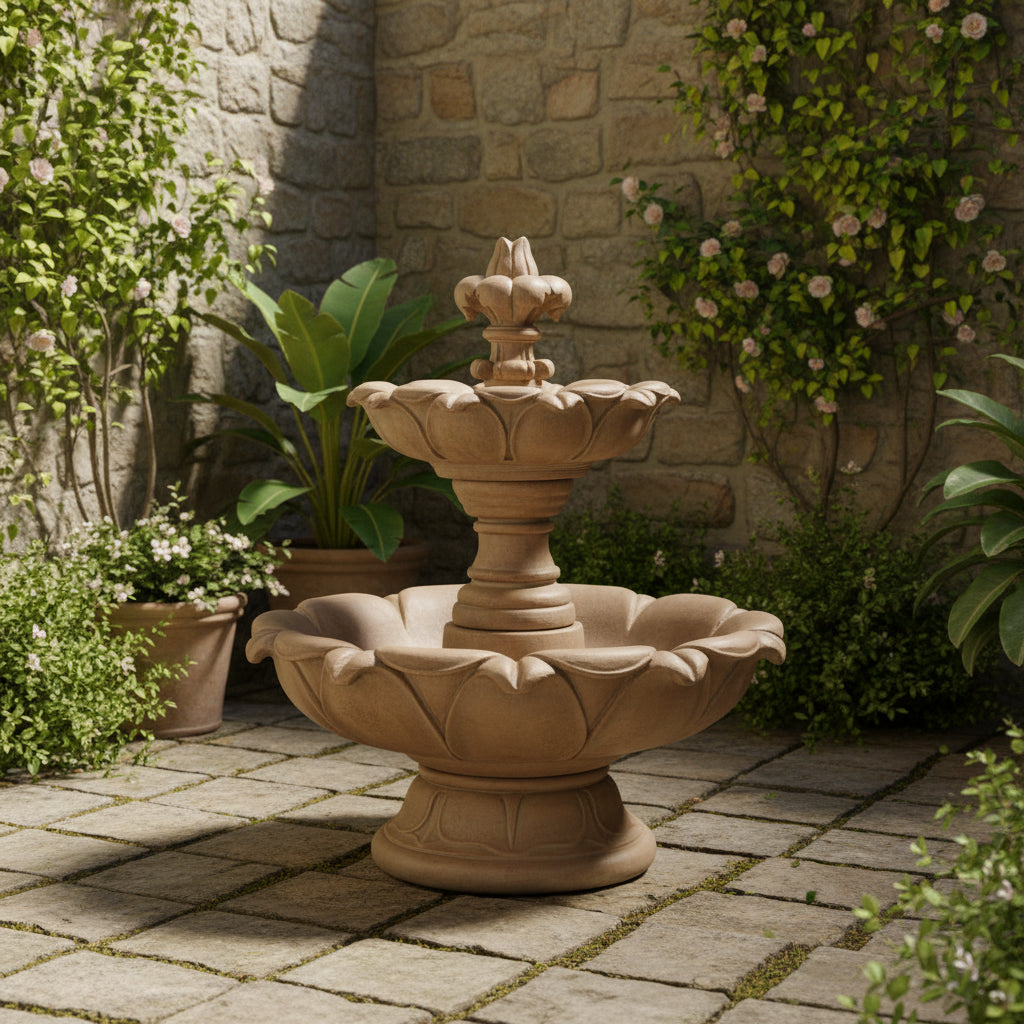 Giannini Garden Gardenia Short Two Tier Outdoor Water Fountain 1232