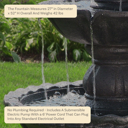 Sunnydaze 52" H 4-Tier Pineapple Outdoor Water Fountain