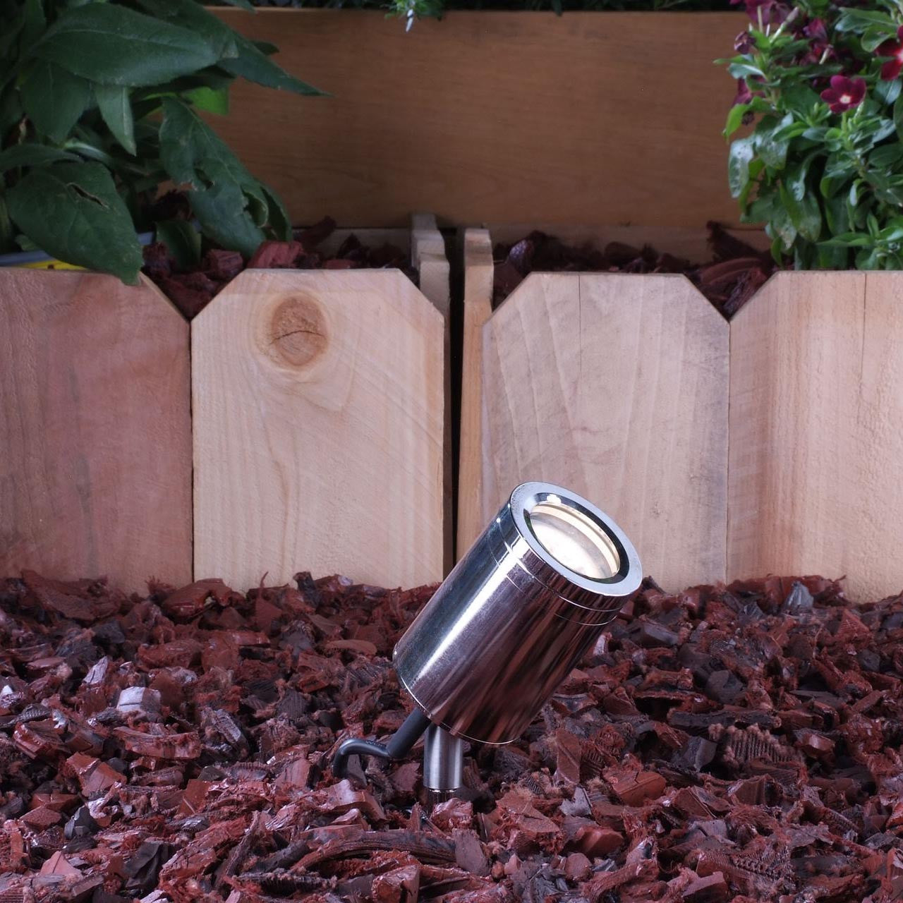 Yard Bright Polished Stainless Steel Outdoor Spotlight