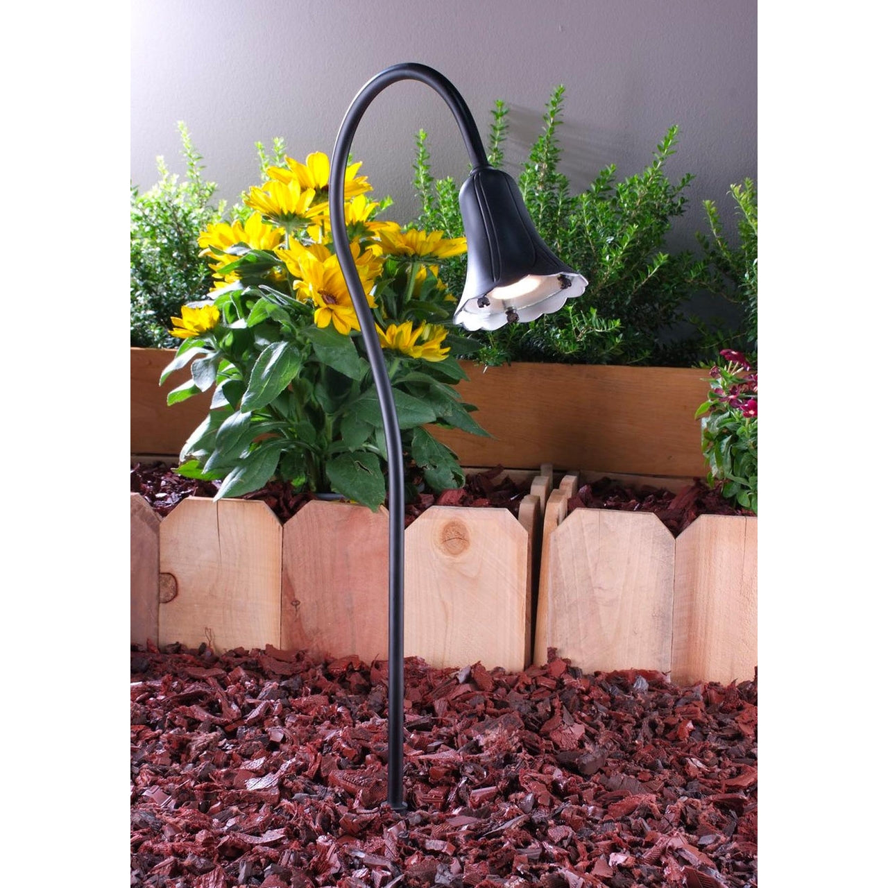 Yard Bright Black Brass Tulip Light