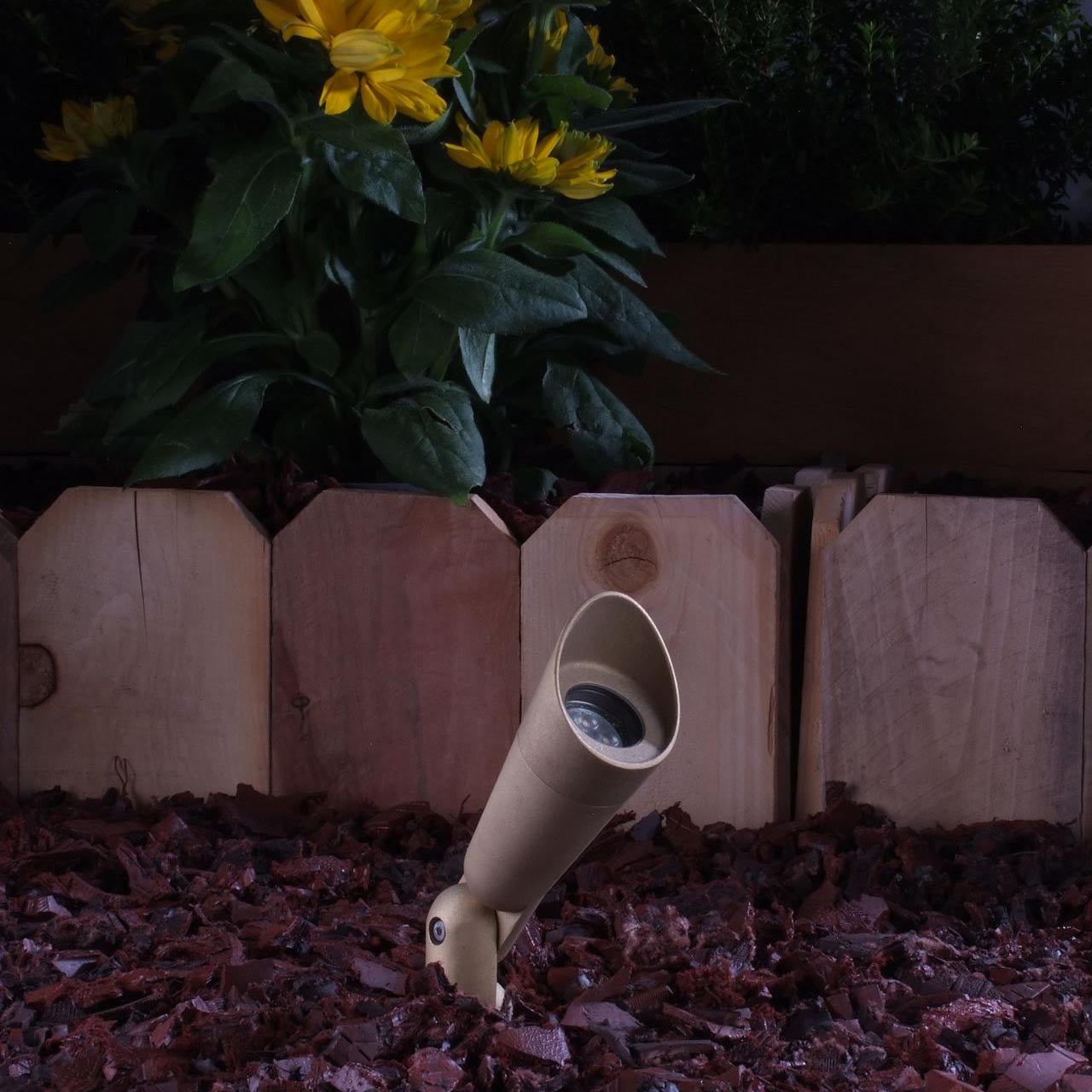 Yard Bright Elite Series Heavy Cast Brass MR11 Spot Light With Angled Hood