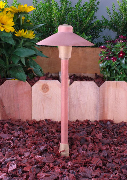 Yard Bright Elite Series Cast Brass Path Light With Copper Finish 7" Diameter Hood