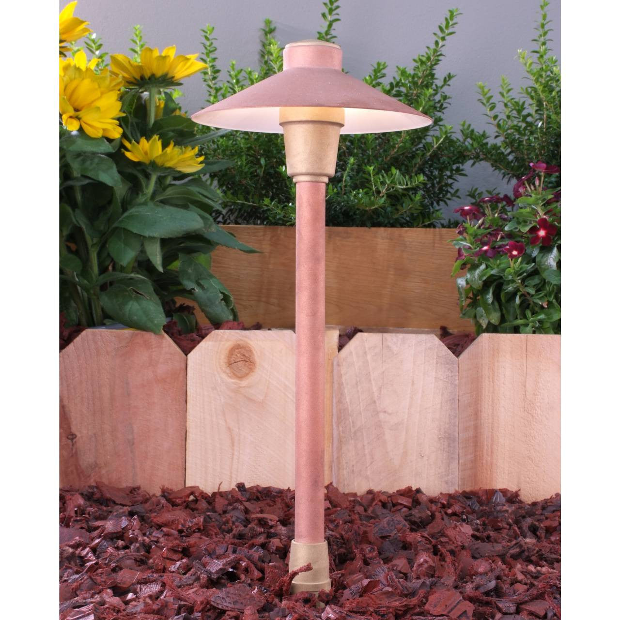 Yard Bright Elite Series Cast Brass Path Light With Copper Finish 7" Diameter Hood