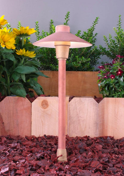 Yard Bright Elite Series Cast Brass Path Light With Copper Finish 7" Diameter Hood