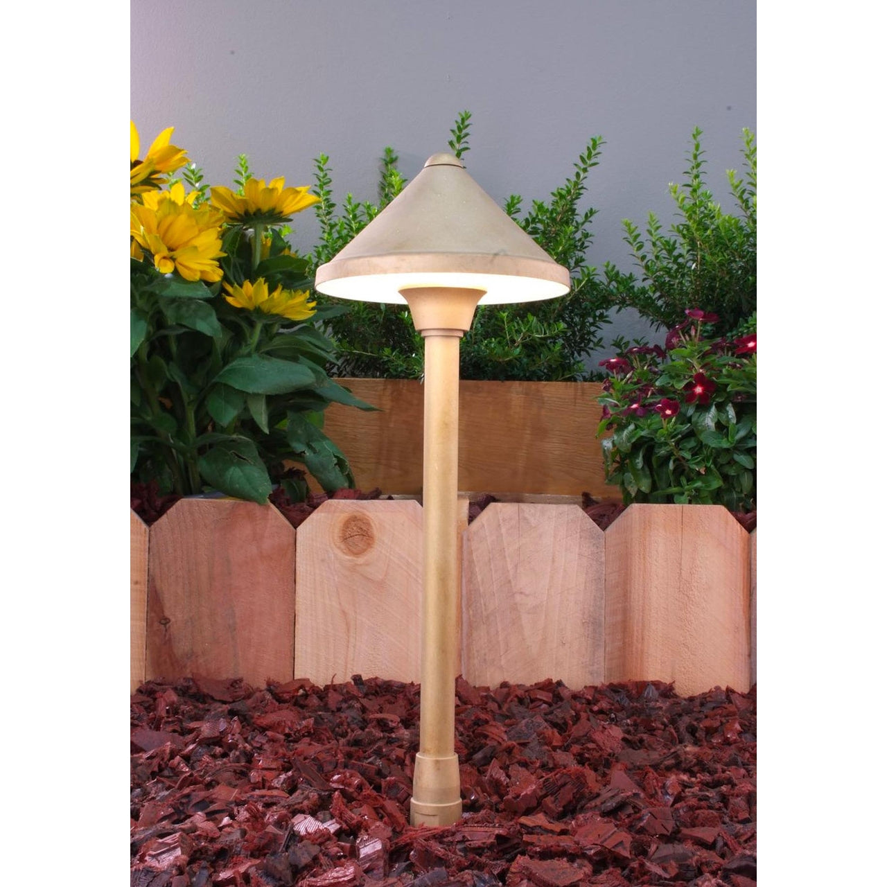 Yard Bright Elite Brass Path Light 6" Diameter Hood