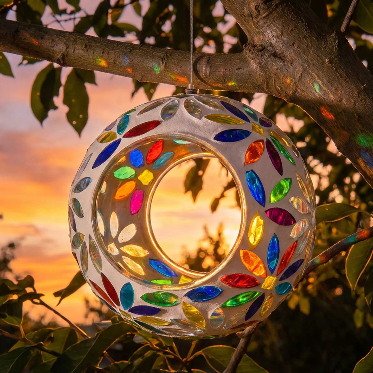Sunnydaze 6" Mosaic Fly-Through Hanging Bird Feeder