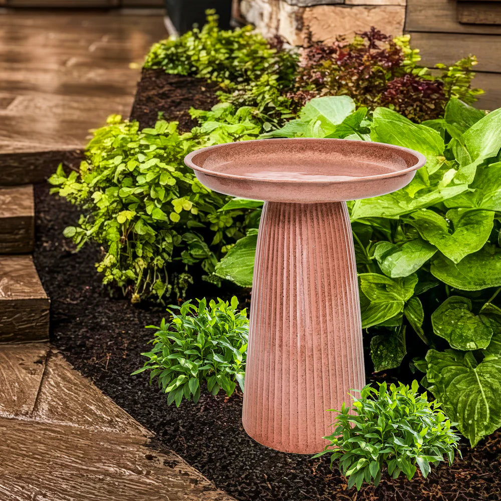 Sunnydaze Gleeful Garden Metal Outdoor Bird Bath - UV-Resistant Finish